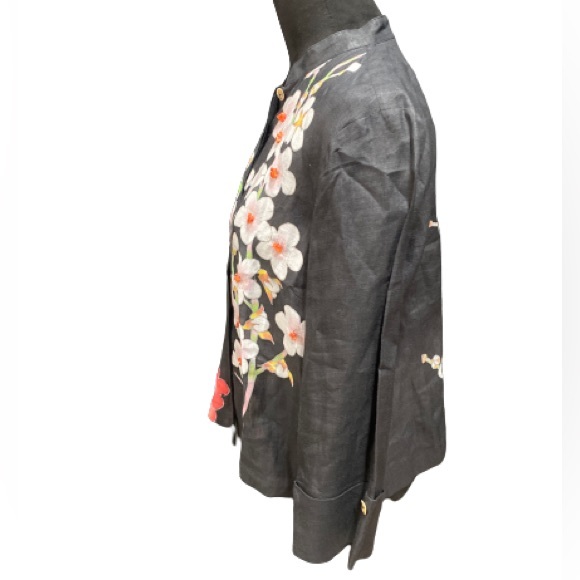 CITRON SANTA MONICA Cherry Blossom Asian Boxy Shirt Natural Accents Sz Large - Picture 3 of 12